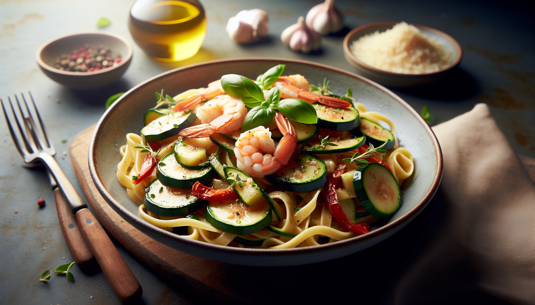 pasta con gamberi e zucchine